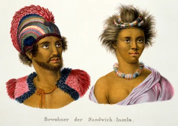 Eingeborene der Sandwich-Inseln, Pazifik, aus Ethnologische Studie verschiedener Rassentypen von verschiedenen Kontinenten, von C.I. Brodtmann, 1824